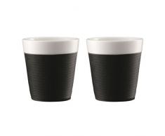 Bodum - 11581-01 - Bistro - Set de 2 Mugs en Porcelaine - 0,17 L - Bande Silicone Noire