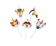 Talking Tables Candles Lot de 5 Bougies danniversaire en Forme danimaux, Multicolore
