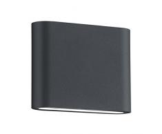 TRIO, Applique, Thames II incl. 2 x LED,SMD,2,5 Watt,3000K,260 Lm. Corps: Fonte daluminium, Anthracite L:11,5cm, H:9,0cm, P:3,0cm IP54,Point lumineux en haut et en bas,Montage au mur