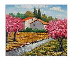 Arte Dal Mondo PI166EAT-01 Chalet Tableau, Huile sur Toile, Peint à la Main et montée sur châssis esthétique, Multicolore, 60 x 50 x 2 cm