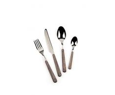 Excelsa Wood Service de 24 couverts en acier inoxydable marron