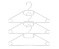 MSV 271 Lot de 3 cintres Plastique pour Enfants, Polypropylène, Blanc