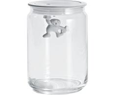 Alessi Amdr05 W Gianni a Little Man Holding on Tight Boîte de Cuisine en Verre avec Couvercle en Résine Thermoplastique, Blanc, 90 Cl