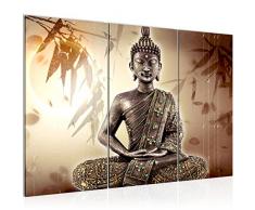 Tableau decoration murale Bouddha 120 x 80 cm - XXL Impression sur Toile Salon Appartment 3 Parties - prÃªt Ã accrocher - 500331a