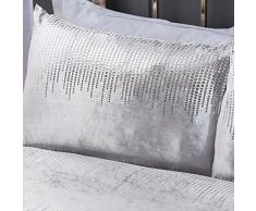 Rapport Parure de lit en Velours écrasé avec Housse de Couette et Sequins en Polycoton Argenté, Polycoton, Argenté., Double