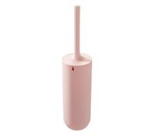 iDesign brosse WC avec support balai WC fin en plastique balayette WC autoportante avec tête de brosse aux poils en silicone - rose