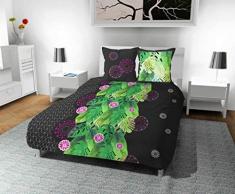 Soleil docre Tahiti Parure housse de couette, Coton, Gris, 260x240 cm