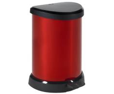 CURVER | Poubelle à pédale 20L Aspect métal - carton de 2, Métal rouge, Metal Bins, 30,3x26,8x44,8 cm