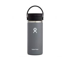 Hydro Flask Mug de voyage isotherme 473 ml (16 oz) en acier inoxydable avec isolation sous vide et bouchon Flex Sip étanche, goulot large, Stone