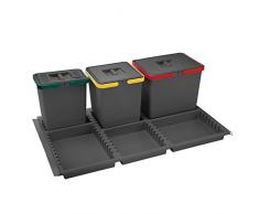 ELLETIPI Metropolis ptc28 09050 1 F C10 PPV Poubelle de tri sélectif de tiroir, Gris, 81 x 46 x 28 cm