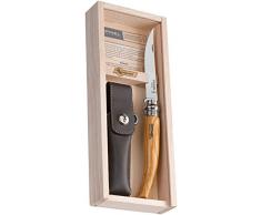 OPINEL - NÂ°10 EffilÃ© Olivier et Ãtui Alpine Brun - Couteau Pliant OPINEL NÂ°10 Bois dâOlivier - Couteau de Poche Acier Inoxydable - Plumier OPINEL Coffret Bois - Lame Inox Miroir 10 cm et Manche Bois