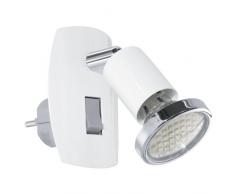 Eglo Lampe Fiche mini 4 acier, 1 x GU10 2,5 W LED avec ampoule incluse, interrupteur pour un sur la lampe, 7 x 10 cm Blanc/chromé 92925