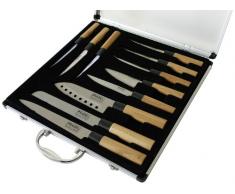 Pradel Excellence - KN2009-11 - Valise de 5 Couteaux de Cuisine + 6 Steaks - Manche Bambou