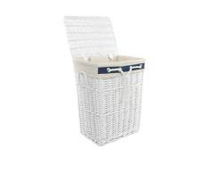 DVier SWWK-39WRt-a Panier Ã linge rectangulaire en osier avec couvercle Blanc 32 x 24 x 47 cm