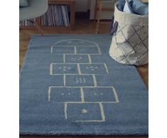 Art pour enfant Label qualité certifié Standard 100 Marelle Tapis pour enfants, 100% polypropylène, bleu, 135 x 190 cm
