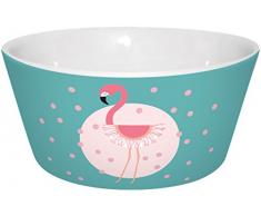 infinite by GEDA LABELS (INFKH) 15923 Flamingo Bol Points Turquoise + Bol en Porcelaine V â Bol, Porcelaine, Turquoise/Rose, 13, 5 x 6 cm
