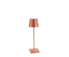 Zafferano Poldina - Lampe de Bureau sans Fil Veilleuse Rechargeable Lampe à Poser Rechargeable Protection élevé IP20 Aluminium Peint Source Lumineuse LED 9 Heures dAutonomie - Feuille de Cuivre