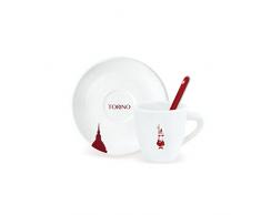 Bialetti RTATZ212 Tasse + Soucoupe + CuillÃ¨re Expresso Porcelaine Blanc 12,5 x 12,5 x 8,5 cm
