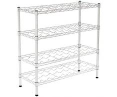 AmazonBasics Casier à bouteilles à 4 étages Chrome