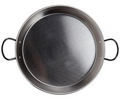 La valenciana 32 cm en Acier Poli Poêle à Paella pour Plaque à Induction Compatible avec anses céramique Noir