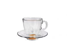 Bialetti RTATZ822 Tasse à Cappuccino Verre Trempé Transparent/Orange 8,3 x 8,2 x 8,7 cm