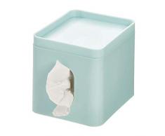 iDesign Boîte à Mouchoirs, Petite Boîte Mouchoirs en Plastique, Accessoire Salle de Bain avec Support pour maquillage et Bijoux, Bleu Clair