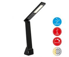 Briloner Leuchten Led Lampe de bureau, lampe de table, port USB, plastique, 4Â W, noir, 5Â x 26,8Â x 26,8Â cm