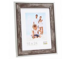 Deknudt Frames S43RE3 Cadre Photo avec Filet Bois Brun/Argenté 30 x 40 cm