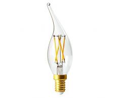 Girard Sudron 713179-LED Ampoule Flamme CourbÃ©e Cv4 LED Filament E14 (SES Petit Culot Ã Vis Edison) Transparent, Blanc Chaud, 610 Lumens, 5 W