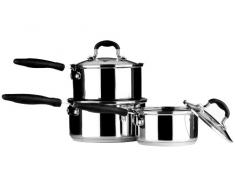 Premier Housewares Tenzo Lot de 3 casseroles Inox Manches/poignées en silice