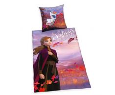 Herding DISNEY LA REINE DES NEIGES 2 Parure de Lit Réversible, Housse de Couette 135 x 200 cm, Taie dOreiller 80 x 80 cm, Coton/Renforcé, Multicolore