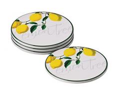 Premier Housewares 0722471 Set de 4 Dessous de Verres Citronnier en Porcelaine