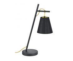 Trio Leuchten 507500179 Lampe de table Tissu, Schwarz Matt/Gold