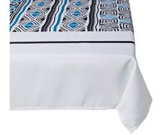 Soleil docre Wax Nappe Rectangle, Anti-tÃ¢ches, Polyester, Bleu, 140x240 cm