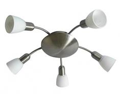 Rabalux 6305 Plafonnier Verre, E14, Acier, 5-flammig
