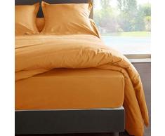 Vent Du Sud Drap Housse Uni en Coton Percale, Mangue, 200x160 cm