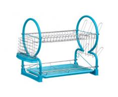 Premier Housewares 0509865 Ãgouttoir à Vaisselle de 2 Niveaux Chromé/Cadre en Ãmail Bleu Laqué