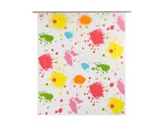Opportunity 11K15000000+HOOK Splatch Rideau de Douche avec Anneaux, PEVA, Blanc Jaune/ Vert/ Bleu/ Orange 180 x 200 cm