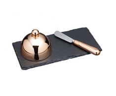 Kitchencraft Masterclass Artesa Beurre Cloche/Couteau et Plateau de Service Set, Multicolore, 3Â piÃ¨ces