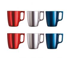 Luminarc Flashy Lot de 6 tasses à café en verre avec anse pour micro-ondes 25 cl
