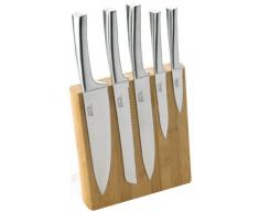 Pradel Jean Dubost 18521 Bloc MÃ©tÃ©or en Bambou VÃ©ritable + 5 Couteaux de Cusine Inox