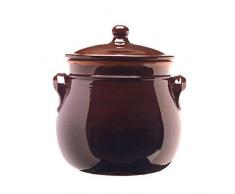 Colà Maioliche e Terrecotte dal 1650 Casserole bombée avec Couvercle, en Terre Cuite, 16 x 16 x 20 cm - Marron