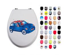 MSV 141254 Abattant WC MDF Blue XS et charnières en Acier Inoxydable, Multicolore