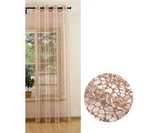Gardinenbox Voilage Filet Rideau Oeillets Uni Transparent Filet Rideau décoratif Structure, 20352, Polyester, Taupe, 245 x 140 cm
