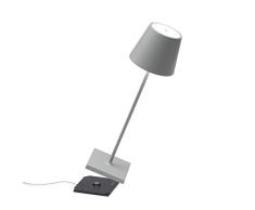 Zafferano Poldina Pro - Lampe de table LED Ã intensitÃ© variable en aluminium, Protection IP54, Utilisation intÃ©rieure/extÃ©rieure, Base de chargement par contact, H38cm, Prise UE - Vertsauge