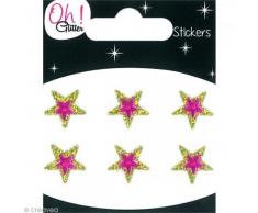 Oh ! Glitter Stickers étoiles glitter, Autre, Vert, 6.5 x 8 x 0.2 cm