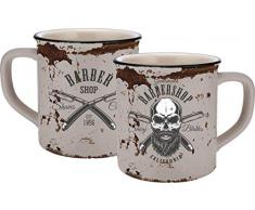 Infinite by Geda LABELS 13658 Tasse en céramique avec motif tête de mort et tête de mort en émail Beige
