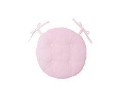 Soleil docre Panama Dessus de Chaise Rond Capitonné en Coton Panama Coton Rose DiamÃÅ¡tre 40 cm
