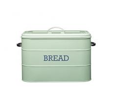 Kitchen Craft Living Nostalgia Grande Poubelle Ã Pain en mÃ©tal 34 x 21,5 x 25 cm, Acier, Sauge Anglaise, 37.5 x 21.5 x 26 cm