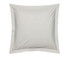 Blanc des Vosges Uni Percale Taie Coton Platine 65 x 65 cm